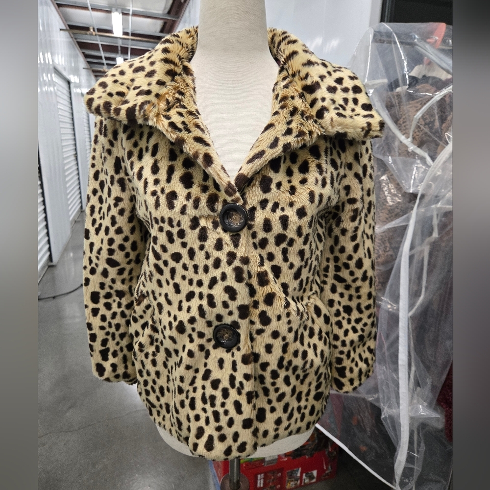 American Rag Cie Leopard Print Faux Fur Coat Women’s Small